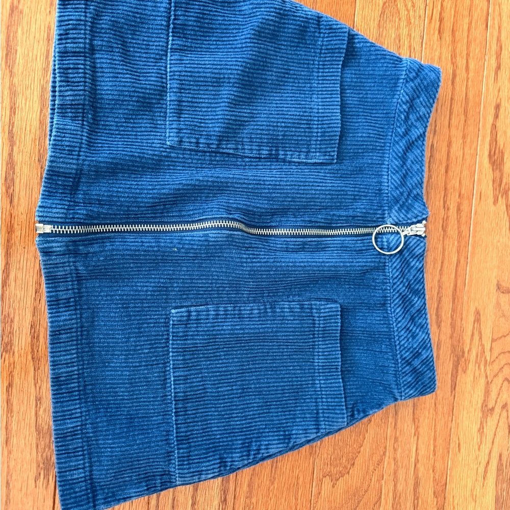 Blue Rain Corduroy Mini Skirt in Blue